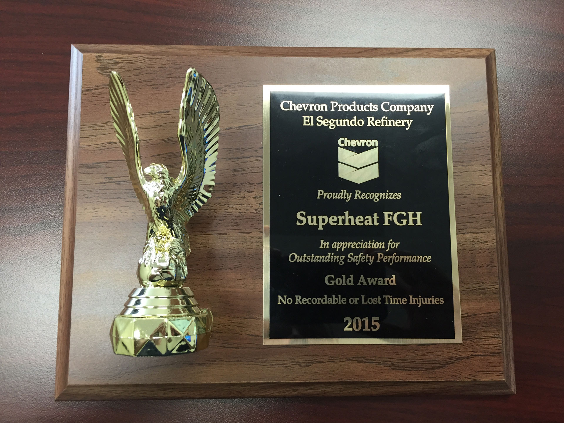 Superheat FGH Receives Chevron Outstanding Safety Performance Gold Award Thumbnail