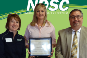 Susan Murphy accepting the NDSC Occupational Safety Merit Award