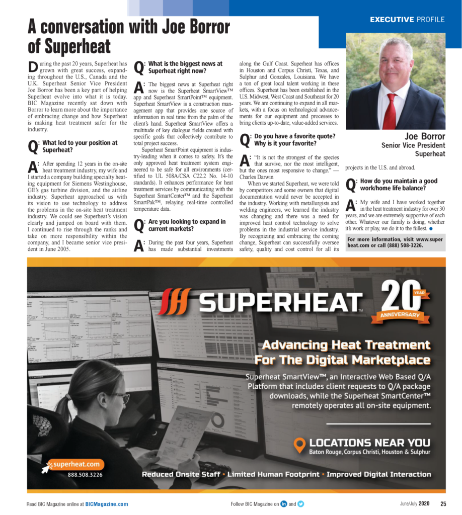BIC Magazine Superheat Heat Treatment Interview and advertisement