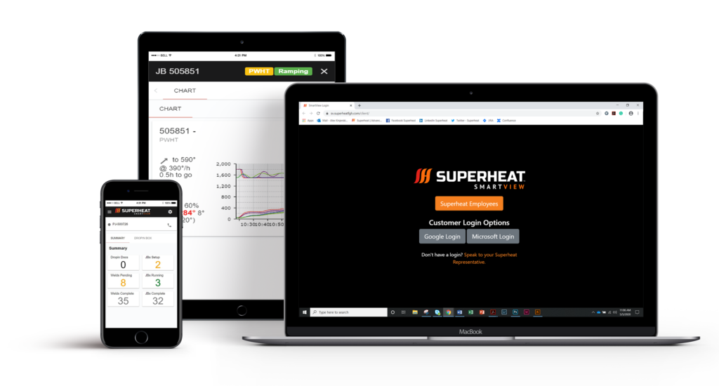 Superheat SmartView on a phone, table and laptop