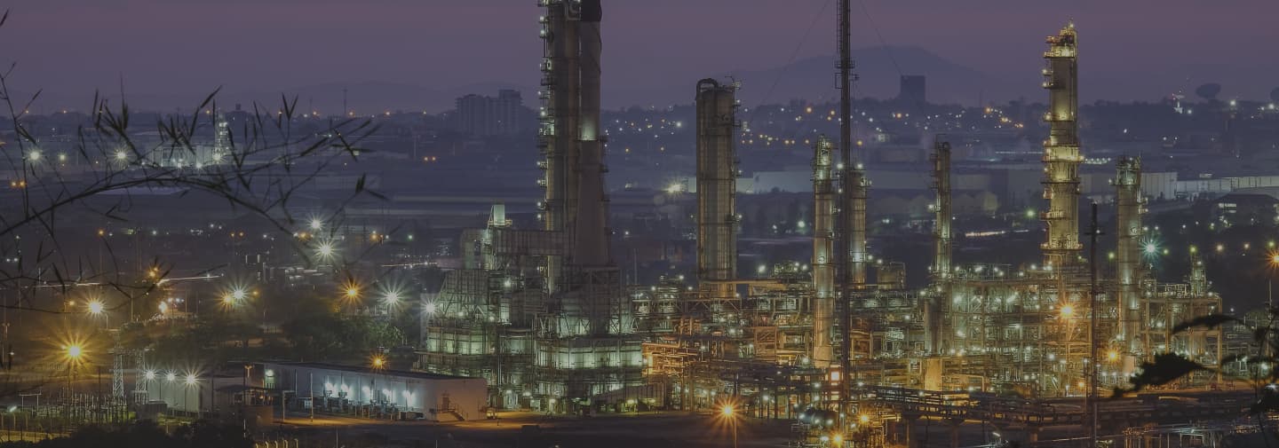 Oil Refinery seen at night