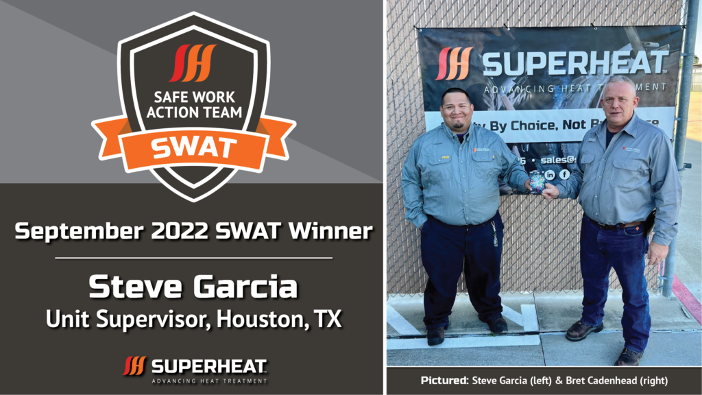 September 2022 SWAT Winner Steve Garcia receiving a gift card from Gulf Coast Safety Manager