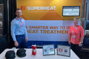 Superheat Western Canada team members Jesse and Stacy at the 2024 IPEIA Conference talking about the smarter way to do on-site heat treatment services.