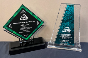 Superheat receives safety innovation and zero injury awards from CCS for safe on-site heat treatment services.